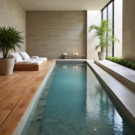 Elegant spa steps with handrail for accessible luxury hotel stays